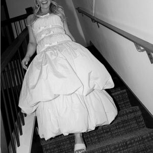 Ashley Williams wedding reception bow dress